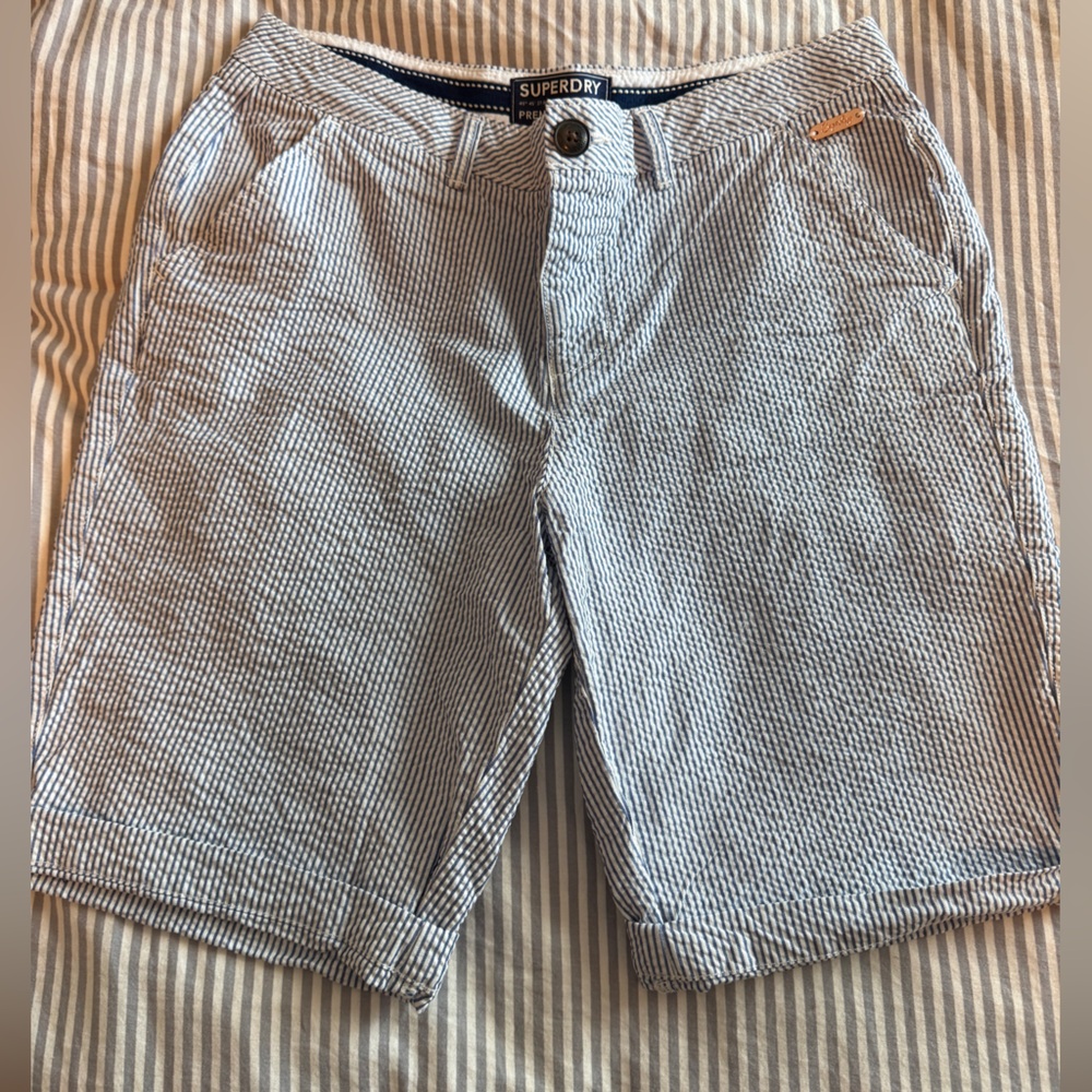 Superdry Blue and White Striped Chino Shorts